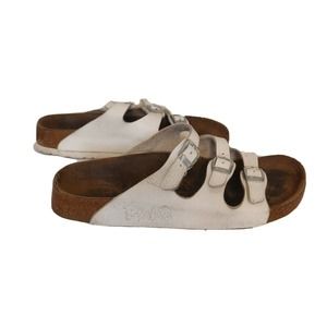 Birkenstock Birki's Women's Sandals Slip-on White Leather 3 Straps Size 6.5